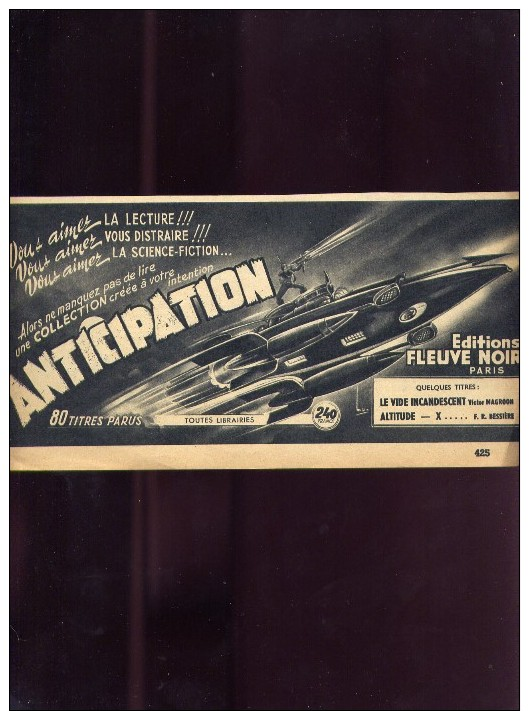 Pub De Magazine Ancien COLLECTION ANTICIPATION FLEUVE NOIR FIN ANNEES 50 - Publicités