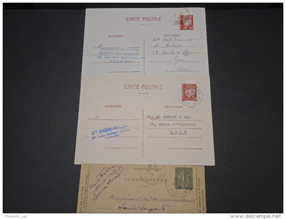 FRANCE - Lot De 20 Entiers Postaux Voyagés - 1900 / 1945 - A Voir - Lot N° 9526 - Konvolute: Ganzsachen & PAP