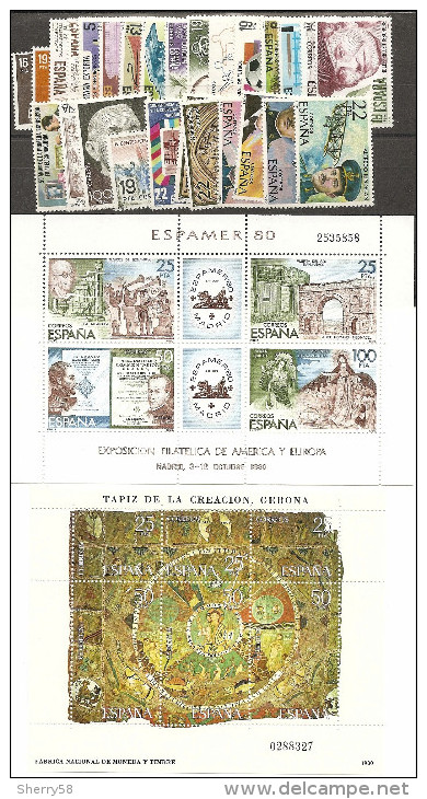 1980-AÑO Completo CON H.B. Y S.H CORTADAS DE H.B. - NUEVO - Años Completos