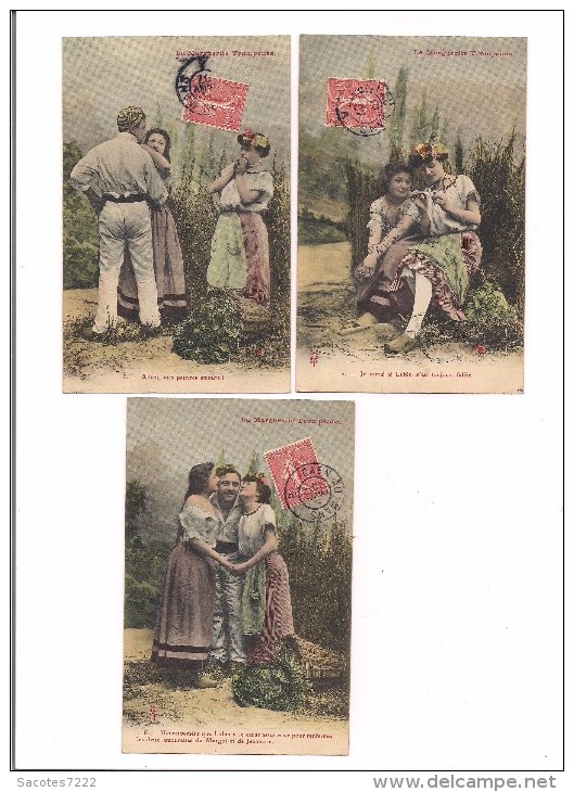 SERIE DE 6 CPA COQUINES : LA MARGUERITE TROMPEUSE - COUPLE - - Royer