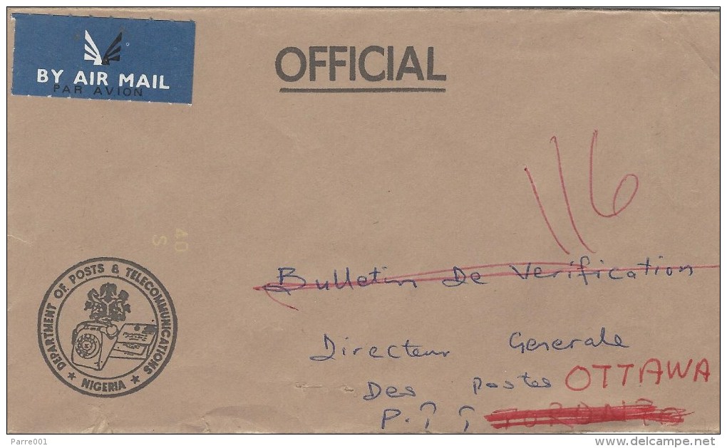Nigeria 1980s Lagos Official Postal Service Unfranked Cover - Nigeria (1961-...)
