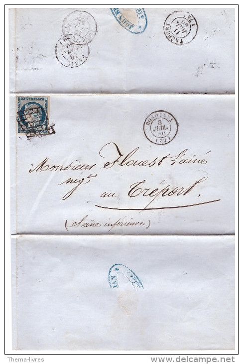 N°4 Sur Lettre Du 8 Juil 50 (Bordeaux) (PPP1265) - 1849-1850 Cérès