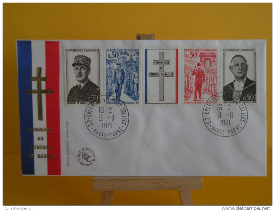 FDC- Hommage, Charles De Gaulle 1890/1970 - 52 Colombey Les Deux Églises - 9.11.1971 - 1er Jour, Coté 15 € - 1970-1979