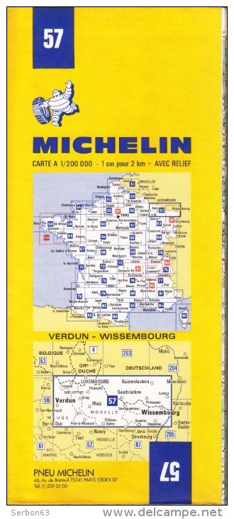 1 CARTE MICHELIN N°57 NEUVE STOCK LIBRAIRIE MANUFACTURE FRANCAISE DES PNEUMATIQUES TOURISME FRANCE 1978 VERDUN WISSEMBOU - Kaarten & Atlas