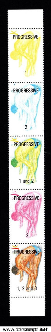 Tonga 1992 Progressive Proof Strip 5 Folder Diving Mnh ** Olympic Games Barcelona - Tonga (1970-...)