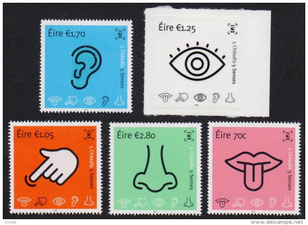 IRELAND EIRE 2015 The Five Senses, Unusual Odd Shape Stamps Complete Set MNH - Erreurs Sur Timbres