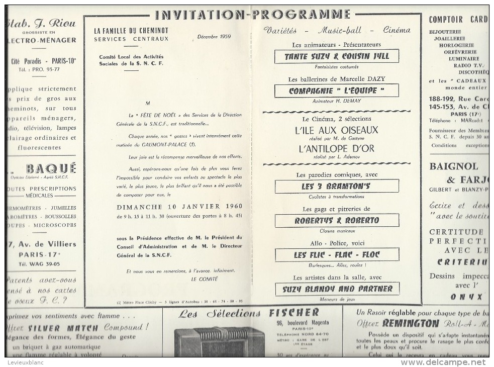 Programme/Invitation/Fête De Noël/La Famille Du Cheminot/S.N.C.F./Comité Local Activités Sociales/1959   PROG78 - Programma's