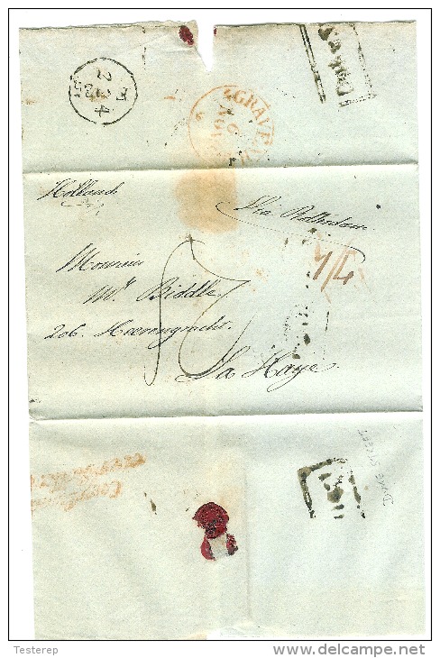 LONDON + Boxed DUKE STREET Nov 1835 To La Haye (Den Haag) In Holland  With Engeland Over  Rotterdam In Red - ...-1840 Prephilately