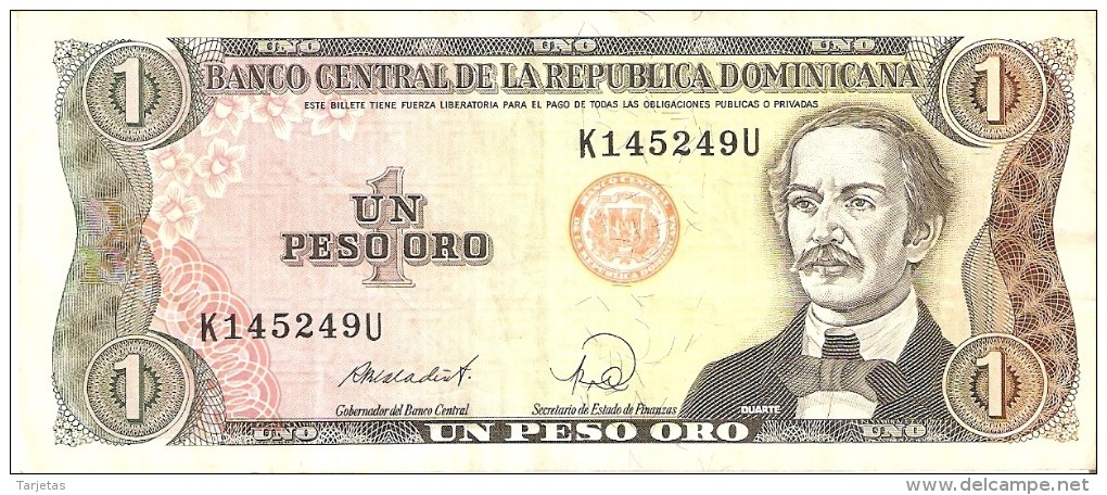 BILLETE DE LA REPUBLICA DOMINICANA DE 1 PESO ORO DEL AÑO 1988  (BANKNOTE) - República Dominicana