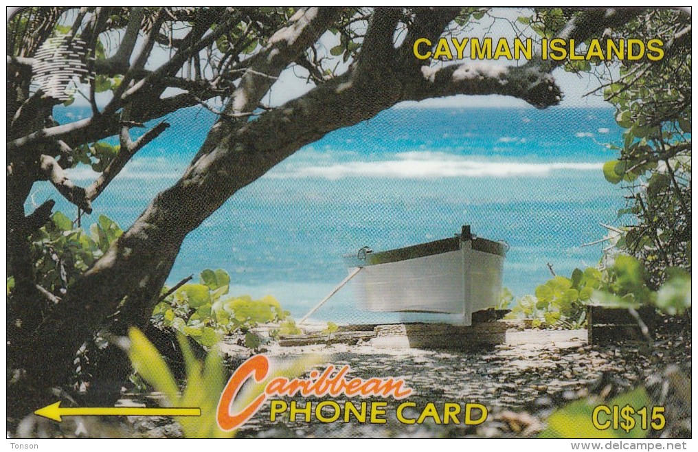 Cayman Islands, CAY-6B, Boat And Tree, 2 Scans.  Please Read. - Kaaimaneilanden