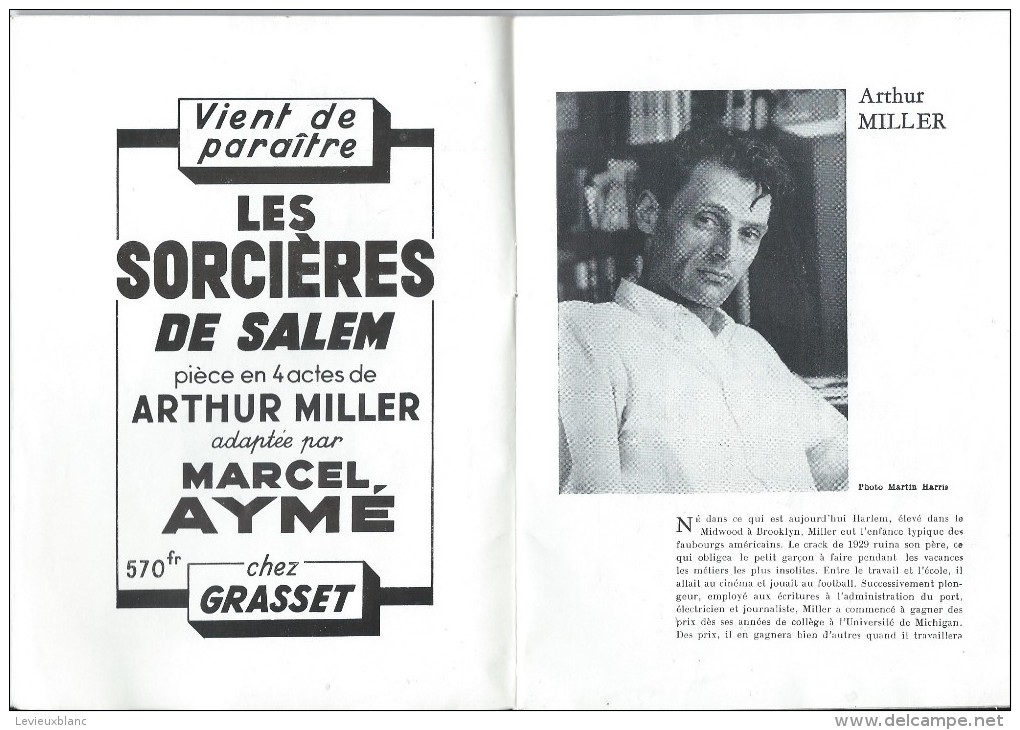 Théatre Sarah Bernhardt/  Les Sorciéres De Salem/ Miller /Aymé/Yves Montand /Simone Signoret/Paris /1954     PROG83 - Programma's