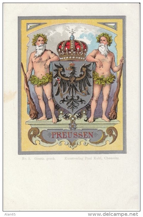Kingdom Of Prussia Coat Of Arms Symbol, C1890s/1900s Vintage Postcard - Westpreussen