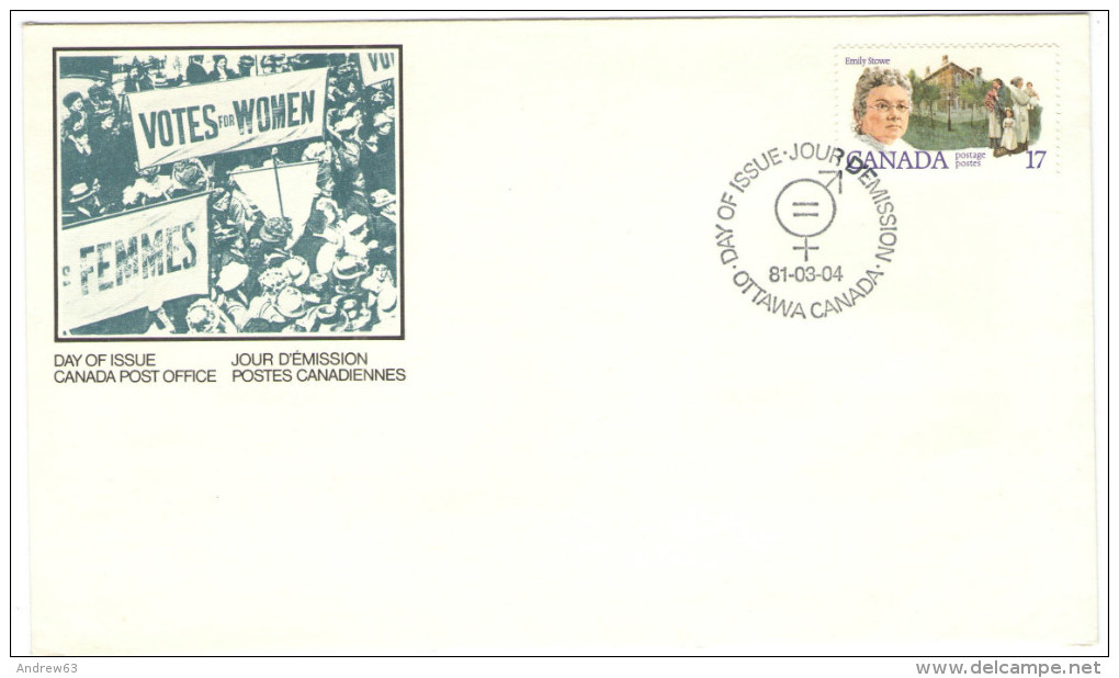 CANADA - 1981 - Famous Canadian Women, Emily Stowe - Ottawa - FDC - 1981-1990