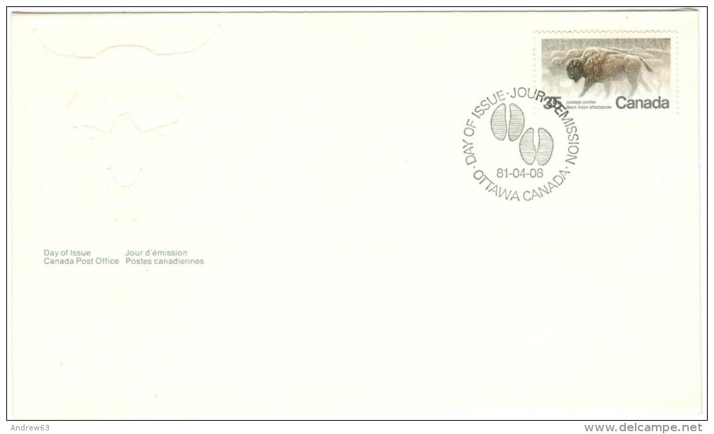 CANADA - 1981 - ENDANGERED SPECIES - BISON BISON ATHABASCAE - Ottawa - FDC - 1981-1990