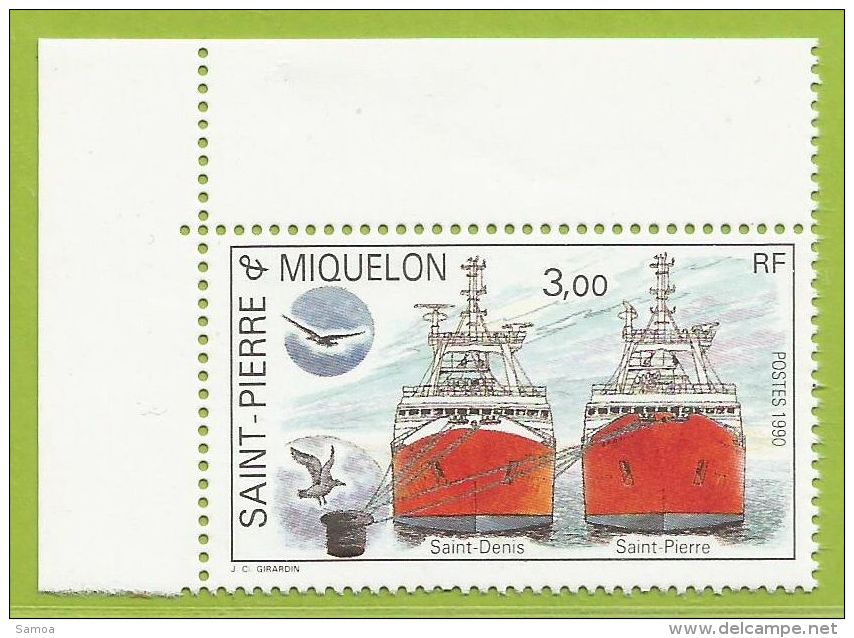 Saint-Pierre-et-Miquelon 1990 528 Cdf ** Navires Des Îles Proues Du Saint-Denis Et Du Saint-Pierre Oiseaux - Ongebruikt