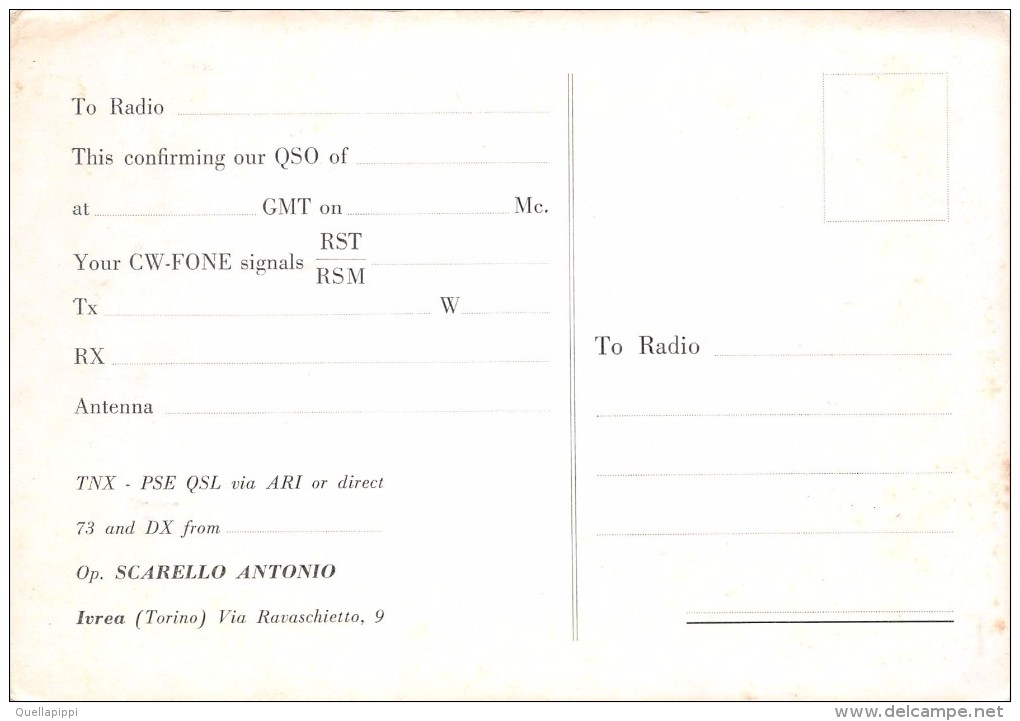 02330 "CARTE QSL - IVREA - STABILIMENTI OLIVETTI" CARTOLINA RADIO AMATORIALE - Radio Amatoriale