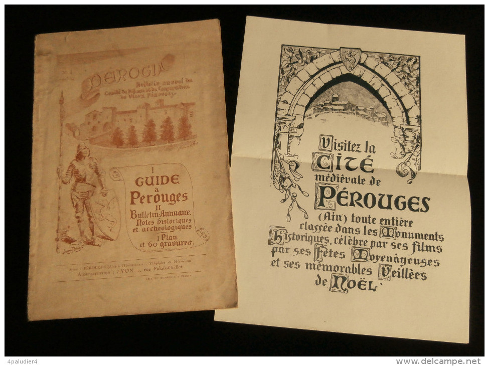 PEROGIA GUIDE A PEROUGES ( AIN ) Notes Historiques Et Archéologiques 1 Plan 60 Gravures 1923 - Rhône-Alpes