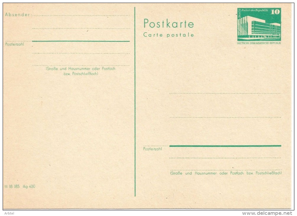 ALEMANIA ENTERO POSTAL DDR - Andere & Zonder Classificatie