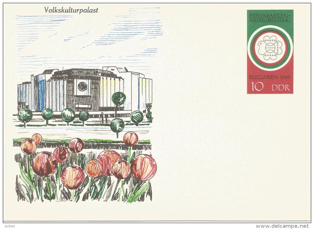 ALEMANIA DDR ENTERO POSTAL BULGARIEN 1989 EXPOSICION FILATELICA - Andere & Zonder Classificatie