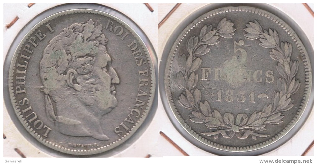 FRANCIA 5 FRANCS LOUIS PHILIPPE 1831 BB PLATA SILVER Y - 5 Francs