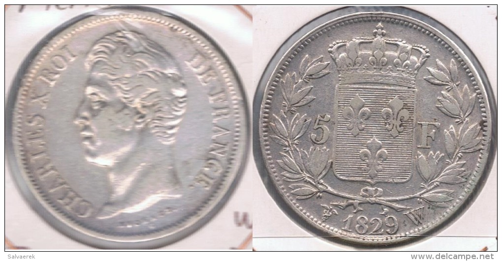 FRANCIA FRANCE 5 FRANCS  CHARLES X 1829 W PLATA SILVER X - 5 Francs