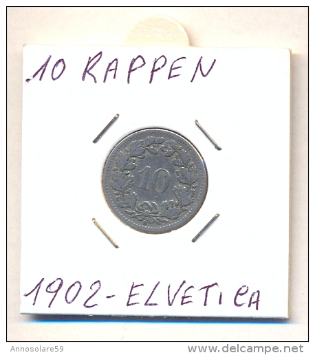 MONETA - Original Münze 10 Rappen 1902 Schweiz - BB - LEGGI - 1798 - 1803 République Helvétique (Epoque Napoléonienne)