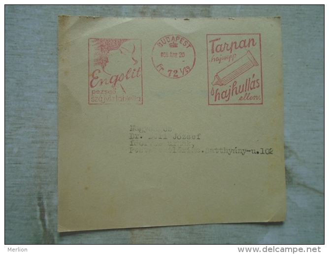 Hungary-  Budapest  -  1938  EMA Red Meter -Freisteimpel   Tarpan  Engolit  Videa Dr. Wanderer  Factory    D131733 - Briefe U. Dokumente