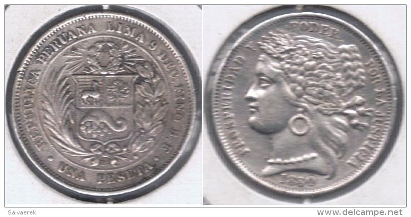 PERU PESETA 1880 PLATA SILVER X - Perú