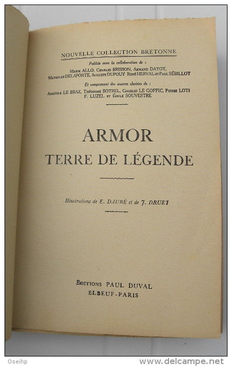 ARMOR TERRE de LEGENDE Illustrations E. Daubé J. Druet Editions Paul Duval - Bretagne Bombarde Ste Anne d'Auray