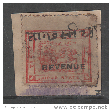 JAIPUR  State India  1A  Chariot Postage Overprinted  Revenue  # 86337 Inde Indien Fiscal Revenue Fiscaux - Jaipur