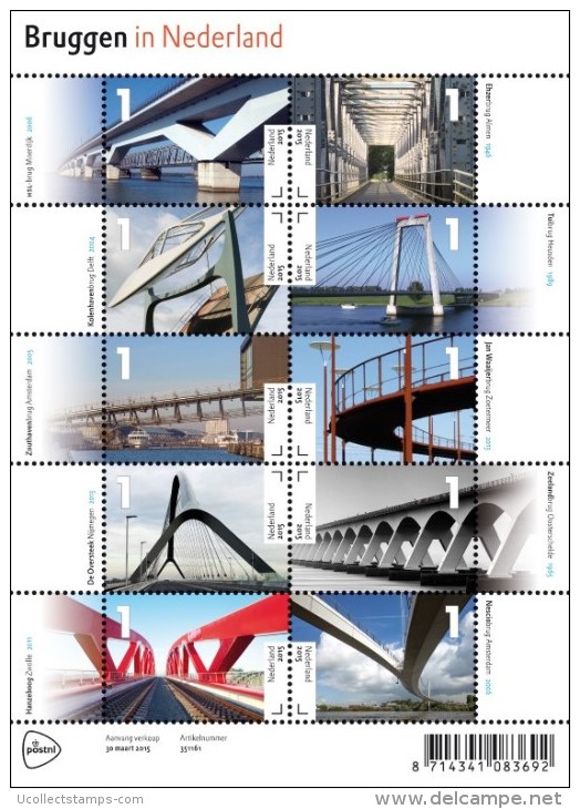 Nederland  2015   Bruggen Bridges      Postfris/mnh/neuf - Ongebruikt