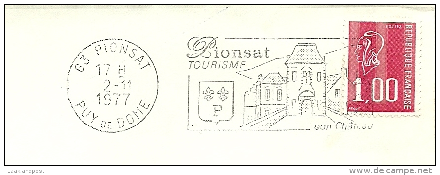 Cover Flamme Meter PIONSAT Tourisme Bridge Castle 2/11/1977 - Kastelen