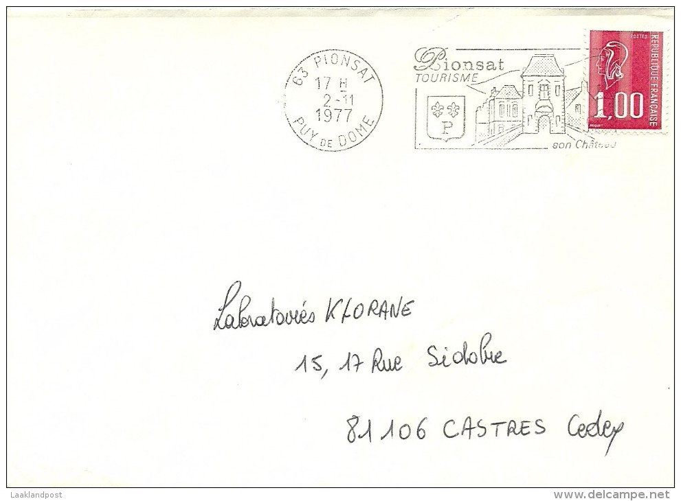 Cover Flamme Meter PIONSAT Tourisme Bridge Castle 2/11/1977 - Kastelen