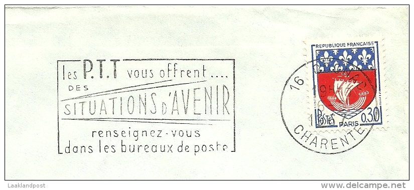 Cover Flamme Meter Charente Situations D'avenir Bureaux De Poste 1967 - Post