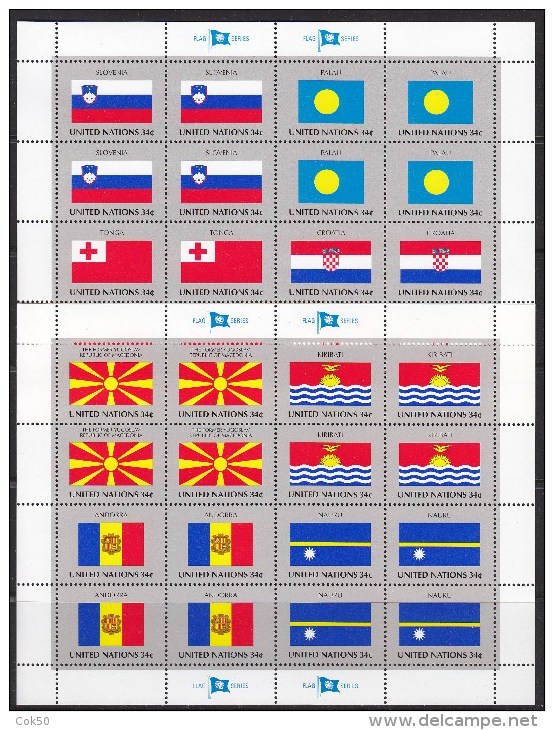 UN - United Nations New York Flag Stamp 2001 (Mi.nos 862-69) Complete Set 2 Sheets MNH - Sonstige & Ohne Zuordnung