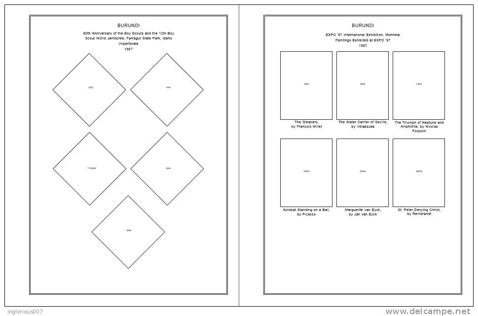 BURUNDI STAMP ALBUM PAGES 1962-2011 (327 pages)