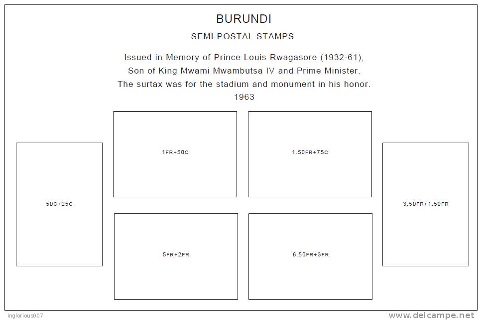 BURUNDI STAMP ALBUM PAGES 1962-2011 (327 pages)