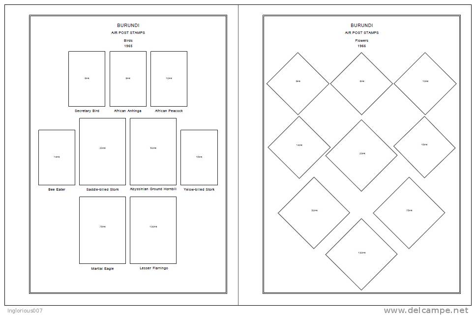 BURUNDI STAMP ALBUM PAGES 1962-2011 (327 pages)