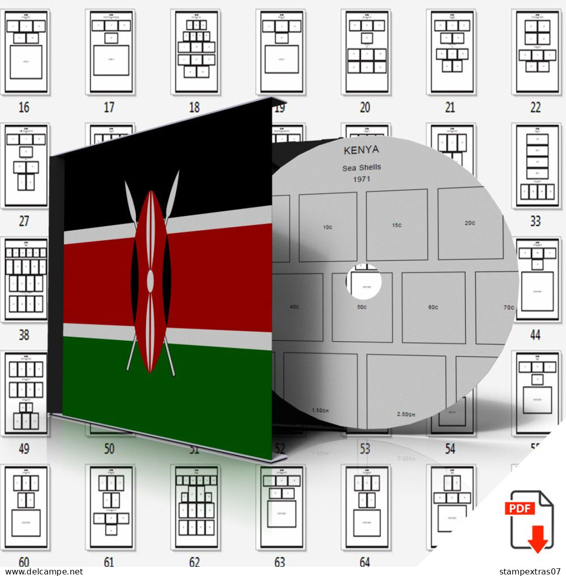 KENYA STAMP ALBUM PAGES 1963-2011 (115 Pages) - Inglés