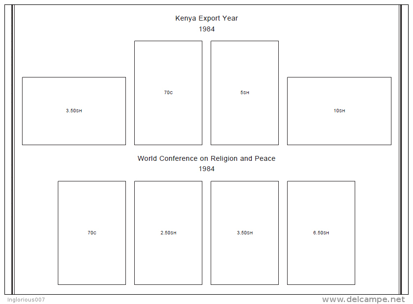 KENYA STAMP ALBUM PAGES 1963-2011 (115 pages)