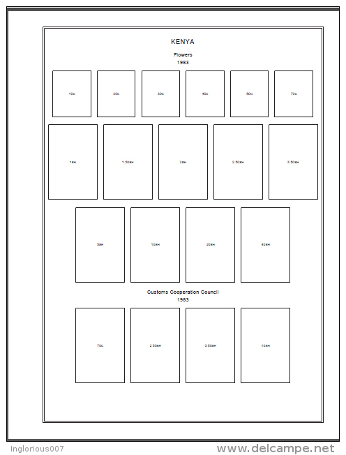 KENYA STAMP ALBUM PAGES 1963-2011 (115 pages)