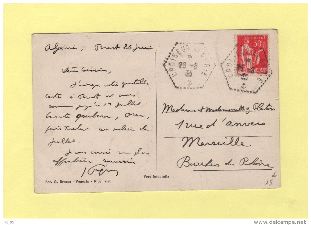 Croiseur Algerie - 28-6-1935 - Type Paix - Cpa Venezia - Poste Navale Embarquee - Scheepspost