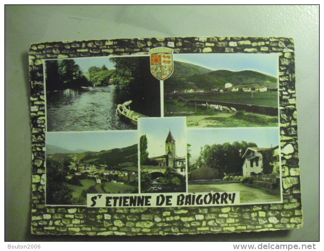 Saint Etienne De Baigorry La Nive Vues Générales Le Fronton L'Eglise Et Le Pont - Saint Etienne De Baigorry