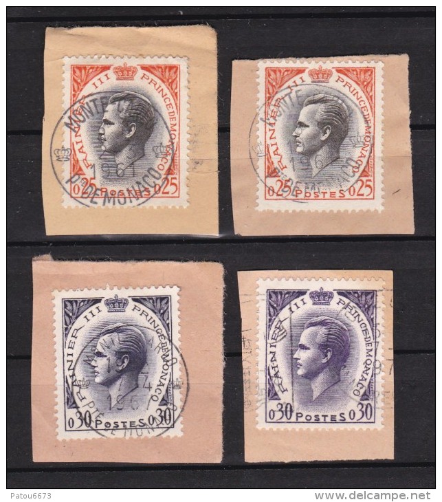 MONACO 1960 Rainier III (Yv 544 And 545 , Mi 657 And 658 ) Colour Variety Used With Nice Cancellations - Usados