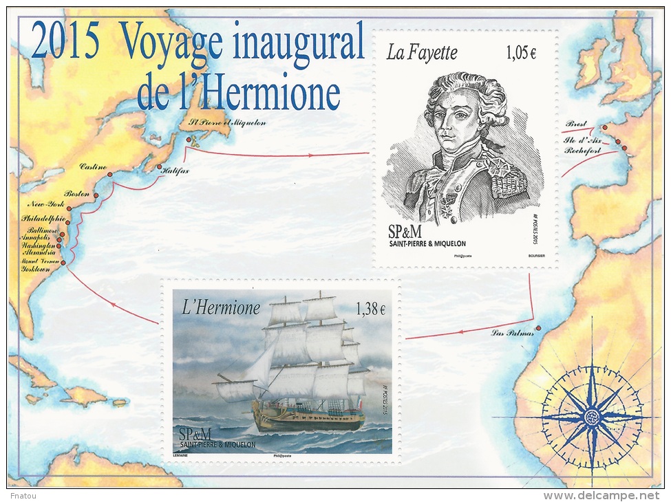 Saint Pierre And Miquelon, Inaugural Journey Of The Ship "Hermione", 2015, MNH VF - Ongebruikt