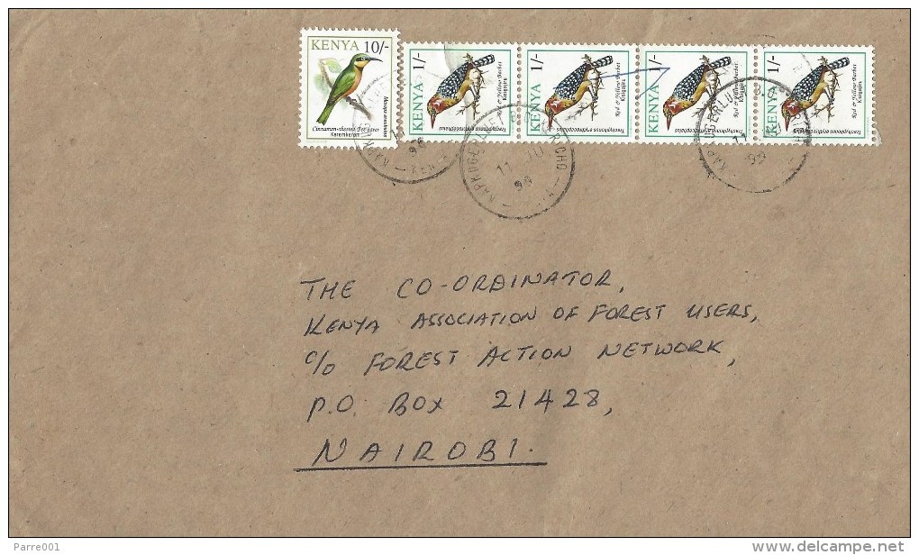 Kenya 1999 Kargugerluet Barbet 1/- Bee-eater 10/- Domestic Cover - Kenya (1963-...)