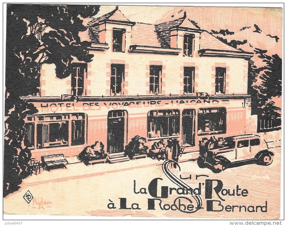 LA ROCHE BERNARD (56) Carte Illustrée Hotel Des Voyageurs Halgand - La Roche-Bernard