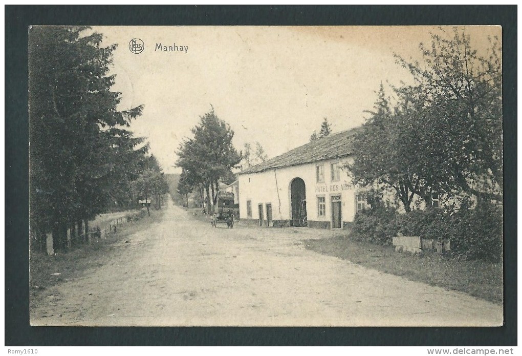 Manhay.  Hôtel Des Ardennes Et Malle-Poste. Voyagée En 1908. 3 Scans. - Manhay