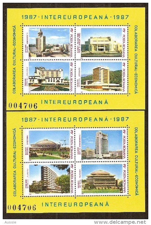 Europa Roemenie Roumanie 1987 Yvertnr. Bloc 187-88 *** MNH Cote 17,00 Euro Batiments - Blokken & Velletjes