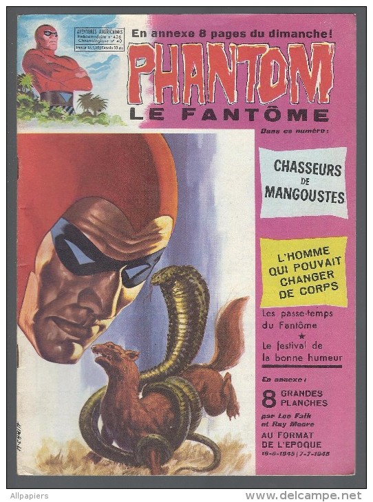 Phantom Le Fantôme N°426 Chronologique N°40 Chasseurs De Mangoustes Et L´homme Qui Pouvait Changer De Corps - Phantom